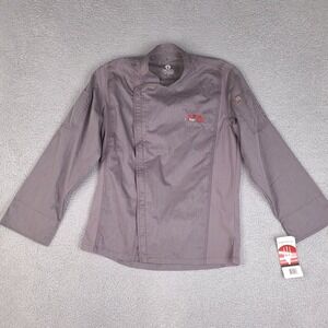 Chef Works Shirt Mens Medium Gray College Chefs Embroidered Uniform Cook Kitchen